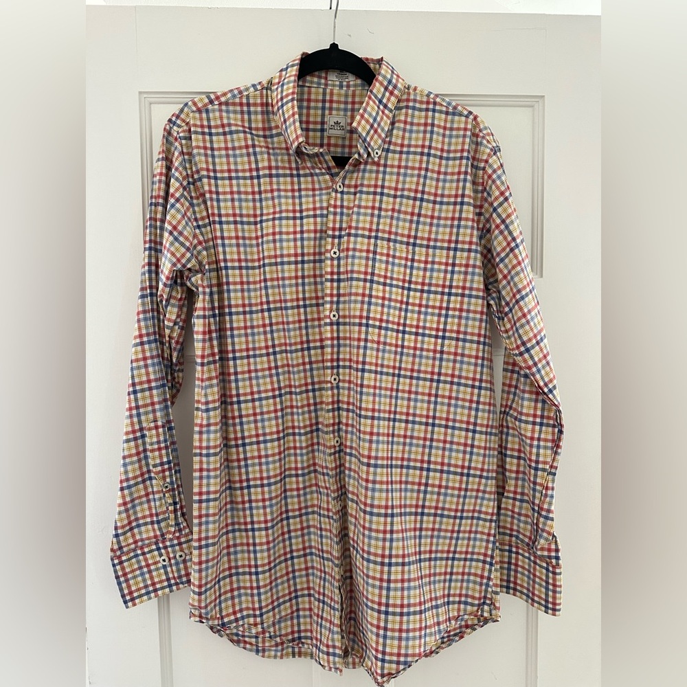 Peter Millar Men's Multicolor Plaid Button-Down Shirt - Red, Blue, Yellow